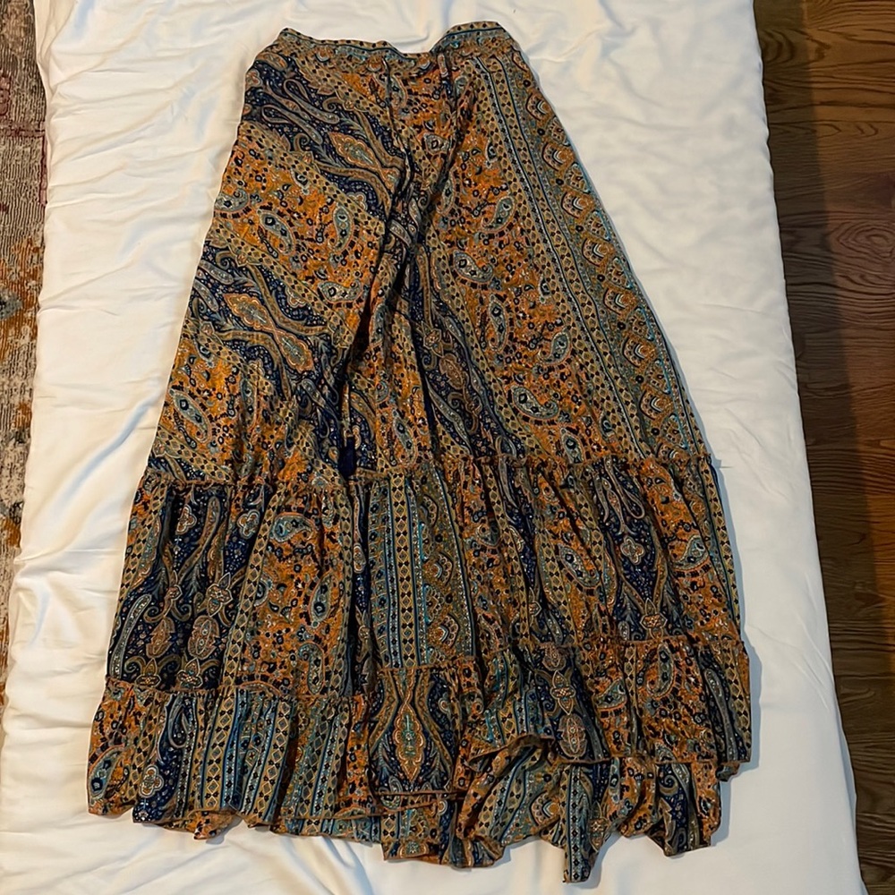 Small Blue and Orange Paani Maxi Skirt